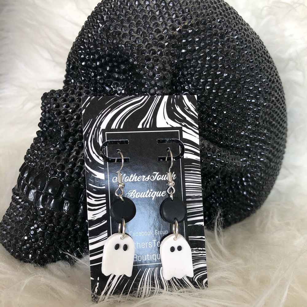 Clay ghost earrings